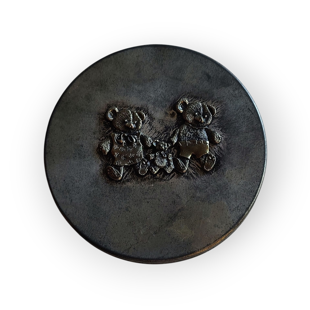 Vintage Pewter Teddy Bear‎ Tim Trinket Box